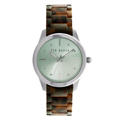 Ladies mint green tortoiseshell bracelet watch te10025278
